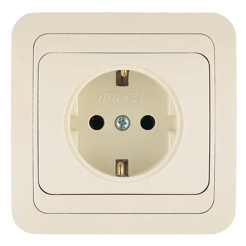 Розетка 1-м СП Mimoza 16А IP20 с заземл.керамика крем./крем. Makel 25008